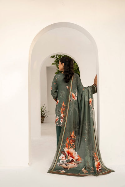 FIRDOUS 3 Piece Stitched Printed Linen Suit - D-905