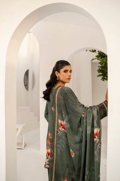 FIRDOUS 3 Piece Stitched Printed Linen Suit - D-905