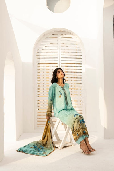 FIRDOUS 3 Piece Stitched Printed Linen Suit - D-906