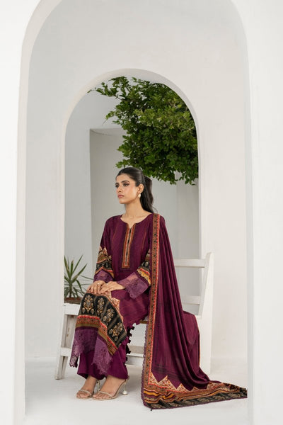 FIRDOUS 3 Piece Stitched Printed Linen Suit - D-909
