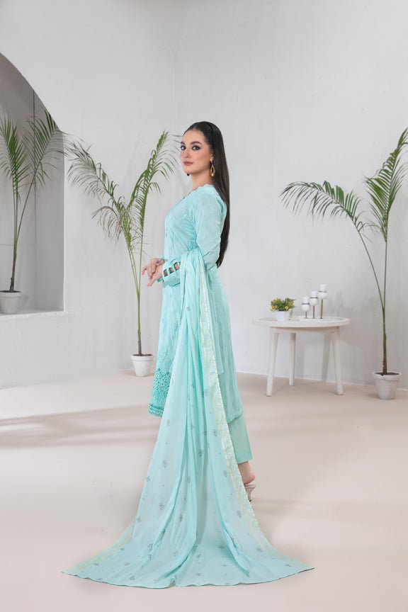 Tawakkal Fabrics 3 Piece Stitched Embroidered Printed Lawn Suit - D-9124