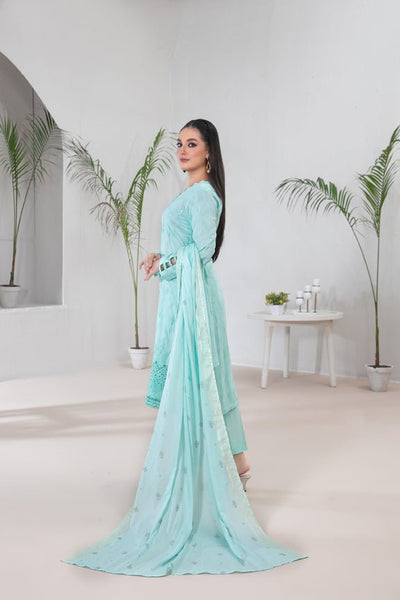 Tawakkal Fabrics 3 Piece Stitched Embroidered Printed Lawn Suit - D-9124