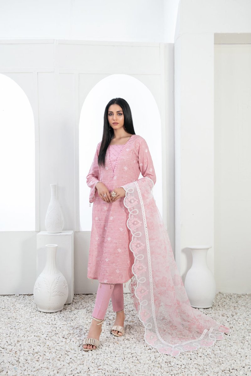Tawakkal Fabrics 3 Piece Stitched Embroidered Lawn Broshia Banarsi Suit D-9141
