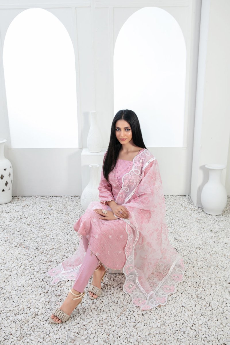 Tawakkal Fabrics 3 Piece Stitched Embroidered Lawn Broshia Banarsi Suit D-9141