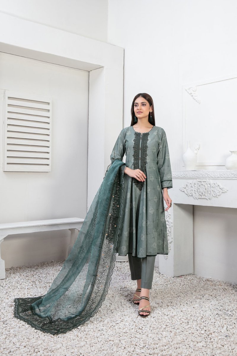 Tawakkal Fabrics 3 Piece Stitched Embroidered Lawn Broshia Banarsi Suit D-9143