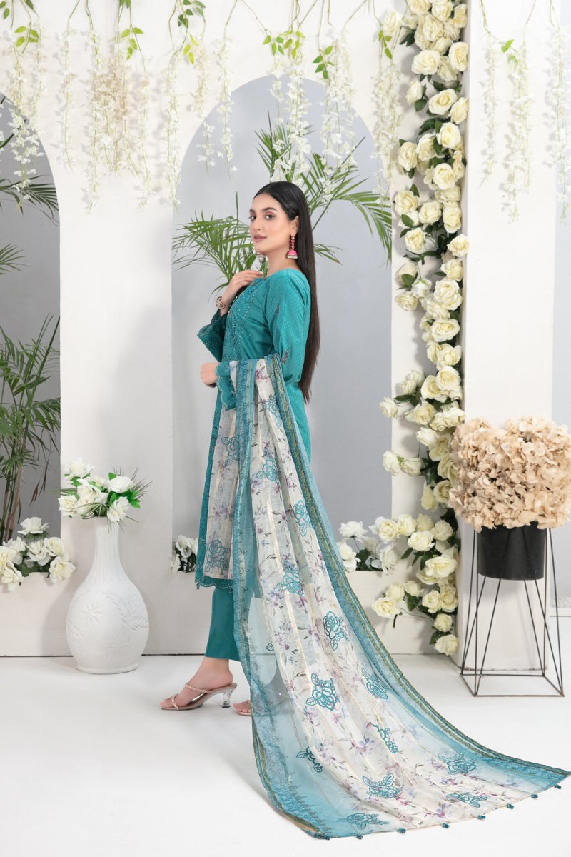 Tawakkal Fabrics 3 Piece Stitched Fancy Embroidered Lawn Jacquard Suit D-9192