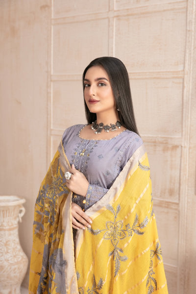 Tawakkal Fabrics 3 Piece Stitched Fancy Embroidered Lawn Jacquard Suit D-9250