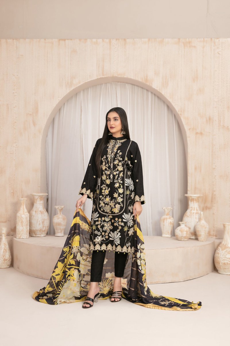 Tawakkal Fabrics 3 Piece Stitched Fancy Embroidered Lawn Jacquard Suit D-9253