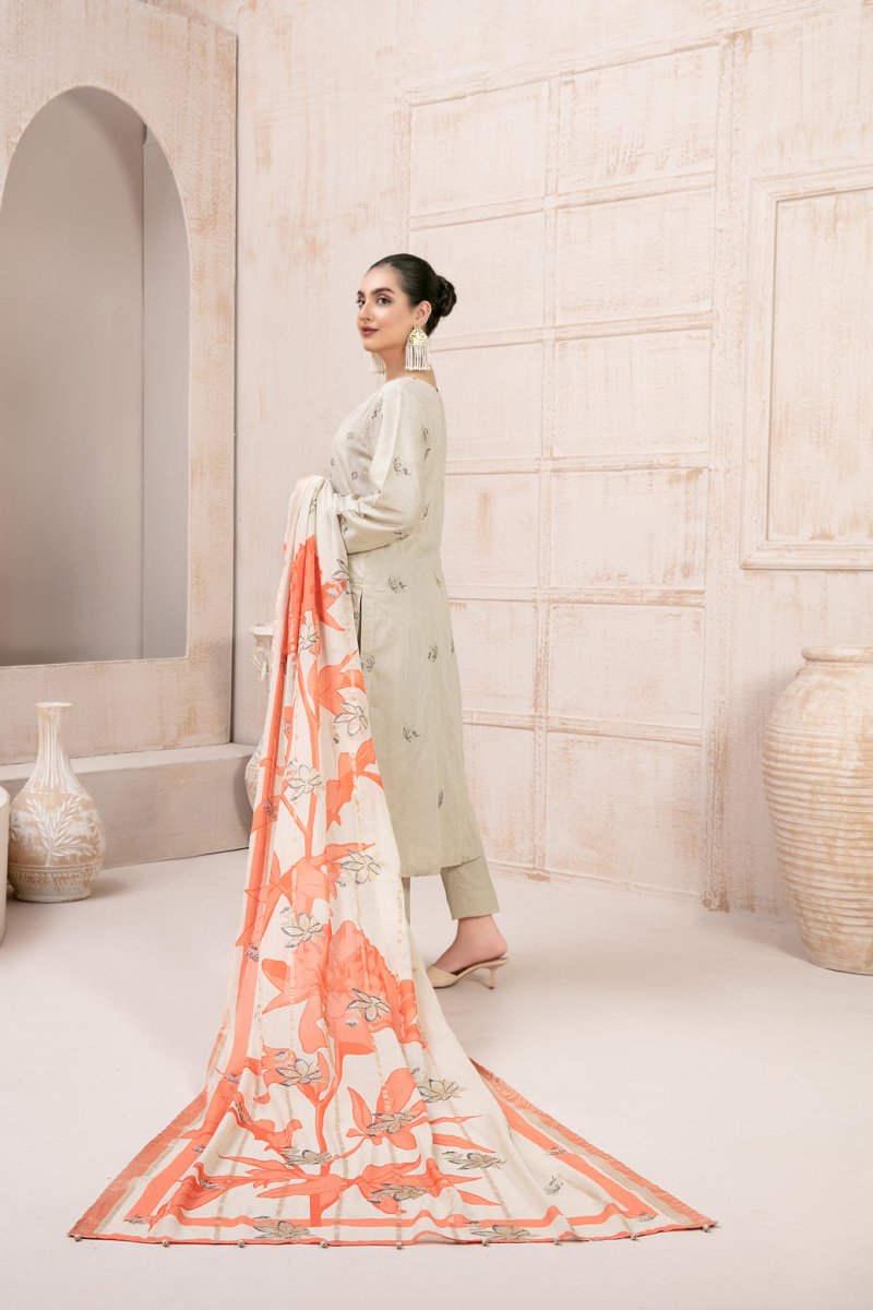 Tawakkal Fabrics 3 Piece Stitched Fancy Embroidered Lawn Jacquard Suit D-9255
