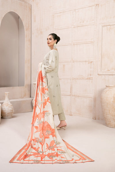 Tawakkal Fabrics 3 Piece Stitched Fancy Embroidered Lawn Jacquard Suit D-9255