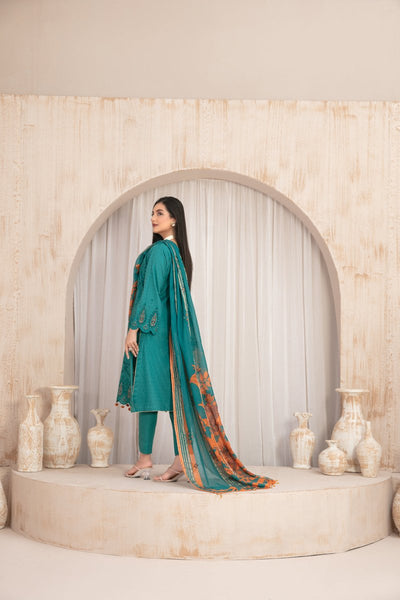 Tawakkal Fabrics 3 Piece Stitched Fancy Embroidered Lawn Jacquard Suit D-9256