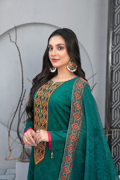 Tawakkal Fabrics 3 Piece Stitched Heavy Boring Embroidered Jacquard Lawn Suit D-9293