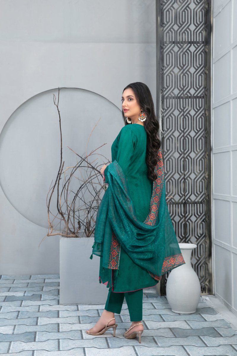 Tawakkal Fabrics 3 Piece Stitched Heavy Boring Embroidered Jacquard Lawn Suit D-9293