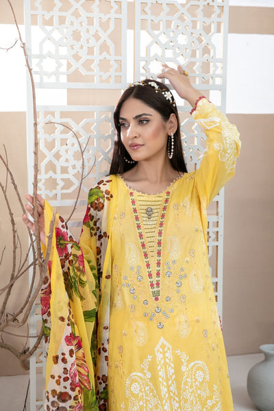 Tawakkal Fabrics 3 Piece Stitched Embroidered Digital Printed Lawn Suit D-9305