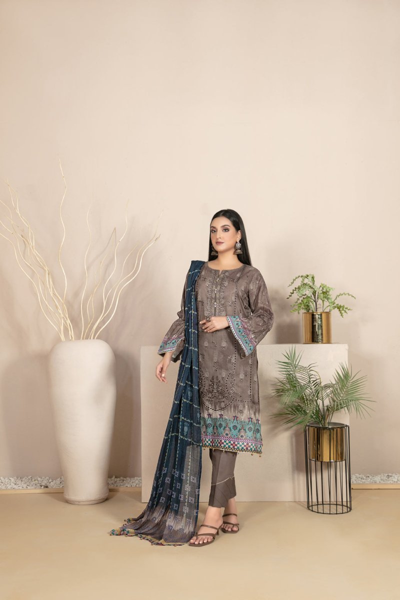 Tawakkal Fabrics 3 Piece Stitched Embroidered Digital Printed Lawn Suit D-9311
