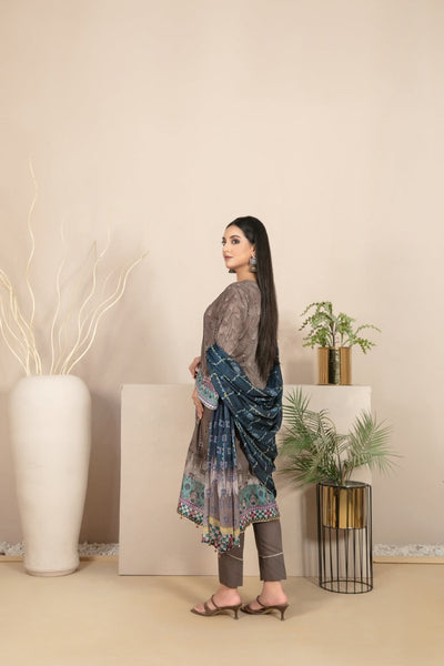 Tawakkal Fabrics 3 Piece Stitched Embroidered Digital Printed Lawn Suit D-9311