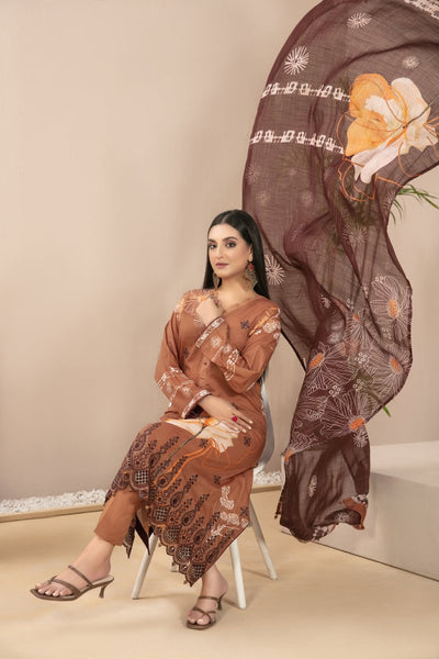 Tawakkal Fabrics 3 Piece Stitched Embroidered Digital Printed Lawn Suit D-9316