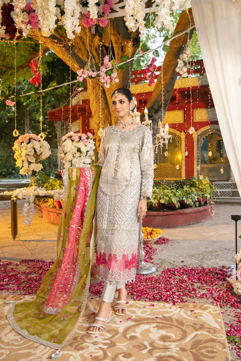 Tawakkal Fabrics 3 Piece Stitched Embroidered Banarsi Suit D-9344