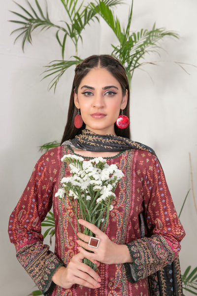 Tawakkal Fabrics 3 Piece Stitched Digital Printed Slub Lawn Suit  D-9345