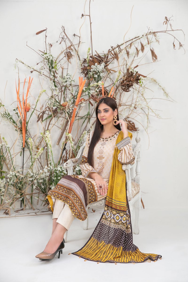 Tawakkal Fabrics 3 Piece Stitched Digital Printed Slub Lawn Suit  D-9346