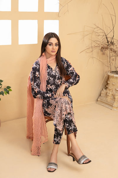 Tawakkal Fabrics 3 Piece Stitched Digital Printed Slub Lawn Suit D-9354