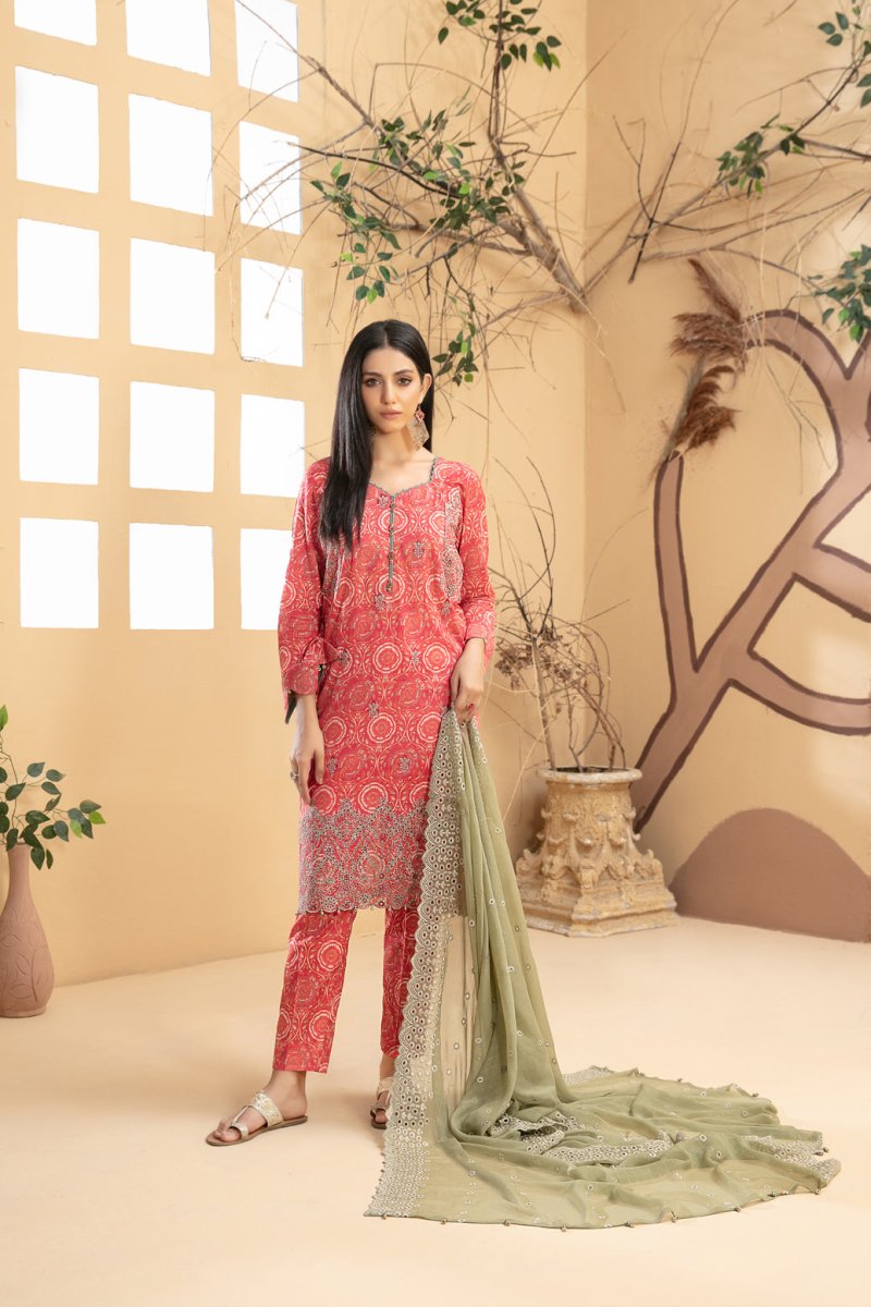 Tawakkal Fabrics 3 Piece Stitched Digital Printed Slub Lawn Suit D-9355