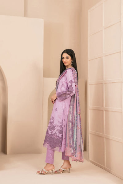Tawakkal Fabrics 3 Piece Stitched Fancy Embroidered Viscose Slub Suit - D-9446