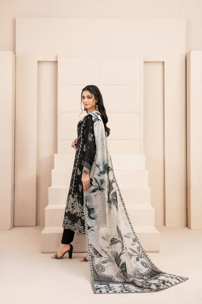 Tawakkal Fabrics 3 Piece Stitched Fancy Embroidered Viscose Plain/Jacquard Suit D-9531