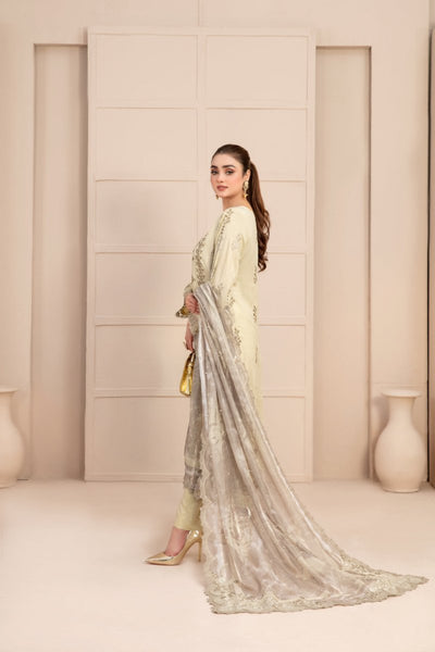 Tawakkal Fabrics 3 Piece Stitched Fancy Embroidered Viscose Plain/Jacquard Suit D-9534