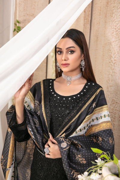 Tawakkal Fabrics 3 Piece Stitched Fancy Embroidered Staple Suit - D-9585