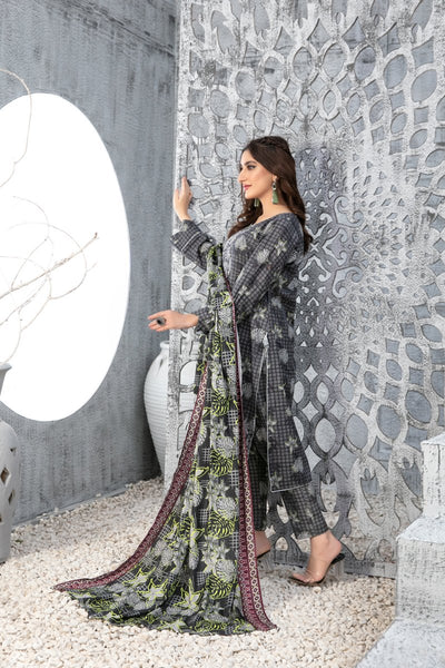 Tawakkal Fabrics 3 Piece Stitched Daman Embroidered Digital Printed Khaddar Suit D-9687