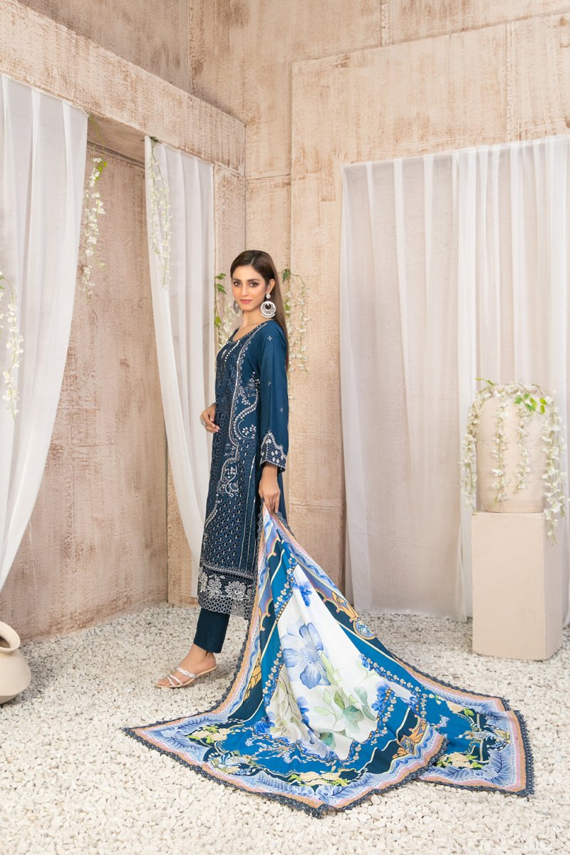 Tawakkal Fabrics 3 Piece Stitched Fancy Embroidered Staple Suit - D-9587