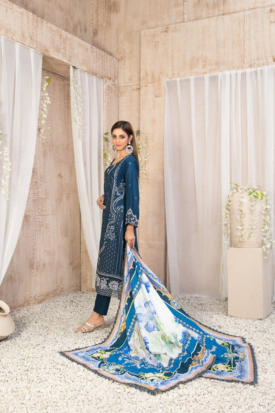 Tawakkal Fabrics 3 Piece Stitched Fancy Embroidered Staple Suit - D-9587