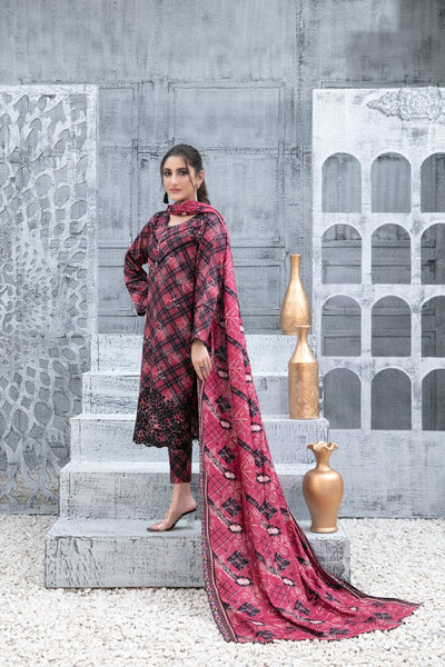 Tawakkal Fabrics 3 Piece Stitched Daman Embroidered Digital Printed Khaddar Suit D-9688