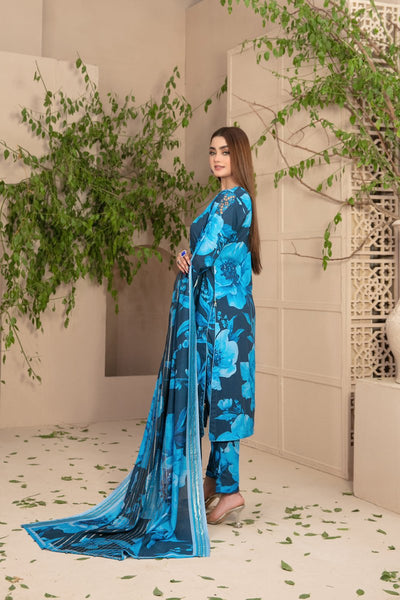 Tawakkal Fabrics 3 Piece Stitched Schiffli Daman Embroidered Digital Printed Staple Suit D-9716
