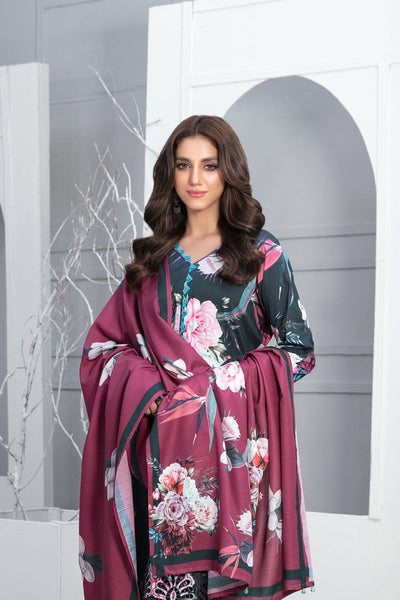 Tawakkal Fabrics 3 Piece Stitched Schiffli Daman Embroidered Digital Printed Staple Suit - D-9720
