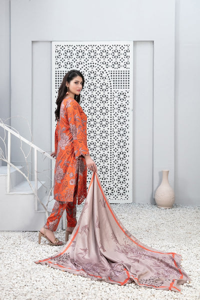 Tawakkal Fabrics 3 Piece Stitched Schiffli Daman Embroidered Digital Printed Staple Suit - D-9721