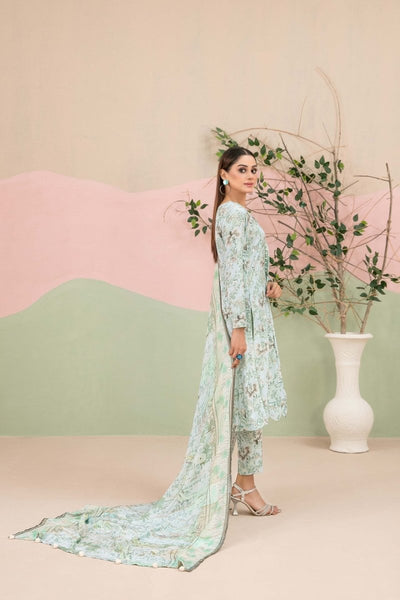 Tawakkal Fabrics 3 Piece Stitched Boti Embroidered Digital Printed Leather Peach Suit - D-9776