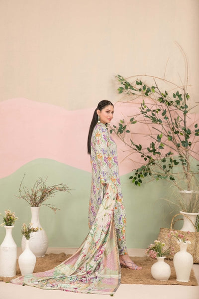 Tawakkal Fabrics 3 Piece Stitched Boti Embroidered Digital Printed Leather Peach Suit - D-9778
