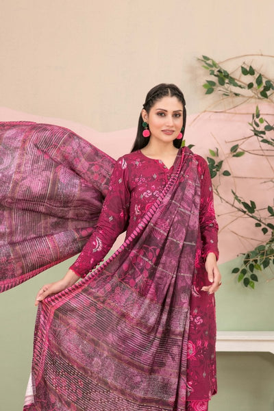 Tawakkal Fabrics 3 Piece Stitched Boti Embroidered Digital Printed Leather Peach Suit - D-9782