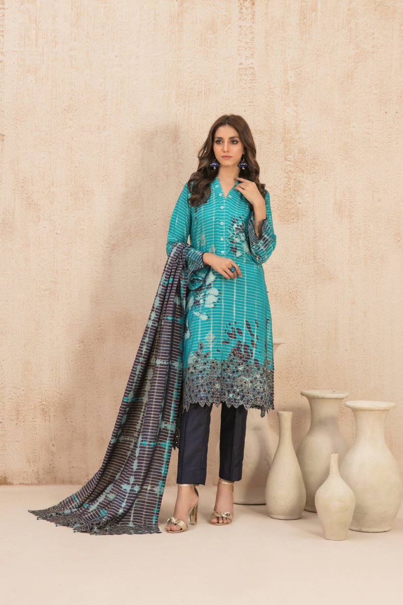 Tawakkal Fabrics 3 Piece Stitched Embroidered Digital Printed Tila Staple Suit D-9791