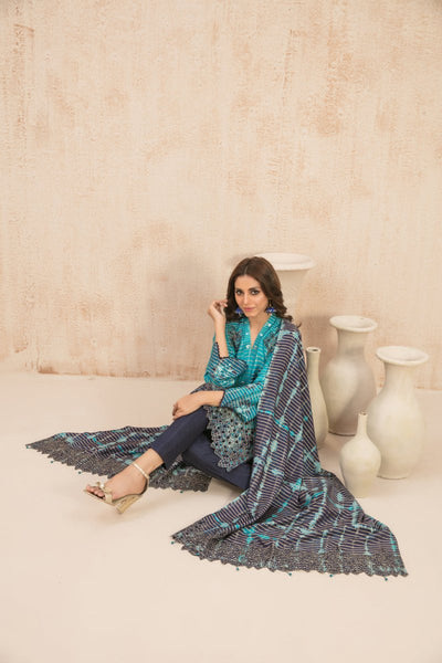 Tawakkal Fabrics 3 Piece Stitched Embroidered Digital Printed Tila Staple Suit D-9791