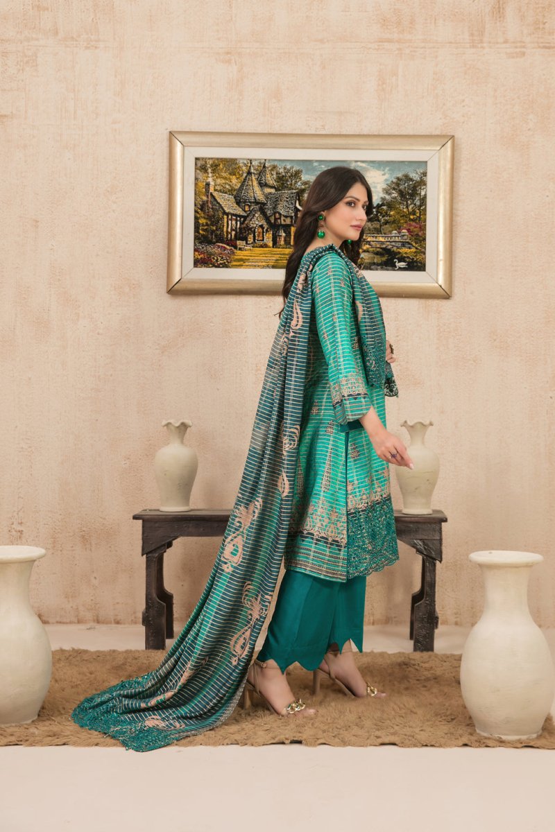 Tawakkal Fabrics 3 Piece Stitched Embroidered Digital Printed Tila Staple Suit D-9792