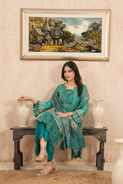 Tawakkal Fabrics 3 Piece Stitched Embroidered Digital Printed Tila Staple Suit D-9792