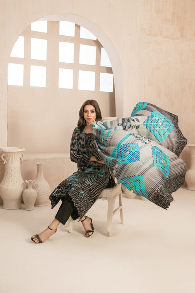 Tawakkal Fabrics 3 Piece Stitched Embroidered Digital Printed Tila Staple Suit D-9794