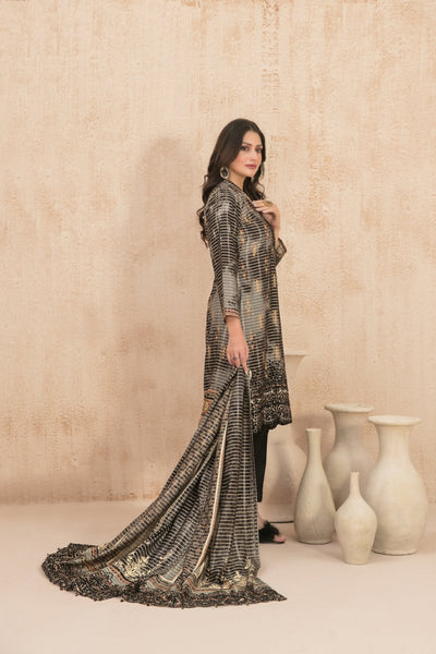 Tawakkal Fabrics 3 Piece Stitched Embroidered Digital Printed Tila Staple Suit D-9796