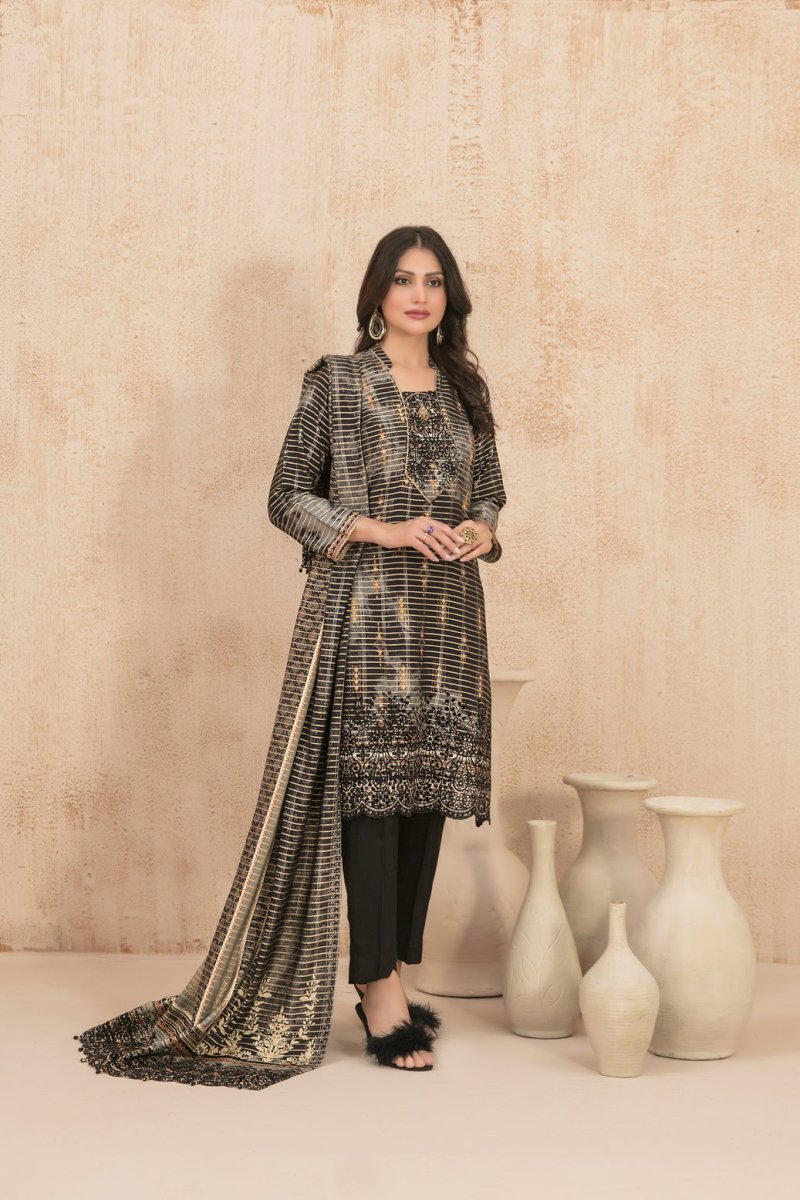 Tawakkal Fabrics 3 Piece Stitched Embroidered Digital Printed Tila Staple Suit D-9796