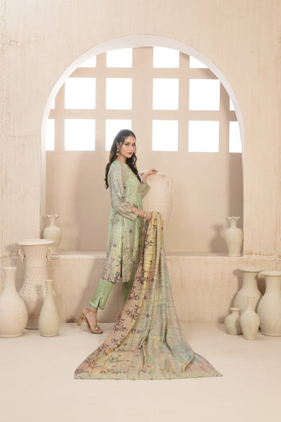 Tawakkal Fabrics 3 Piece Stitched Embroidered Digital Printed Tila Staple Suit D-9797