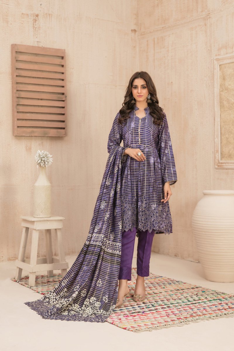 Tawakkal Fabrics 3 Piece Stitched Embroidered Digital Printed Tila Staple Suit D-9798