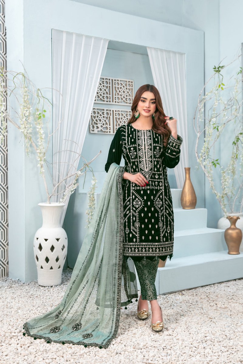 Tawakkal Fabrics 3 Piece Stitched Exclusive Viscose Schiffli Suit D-9822